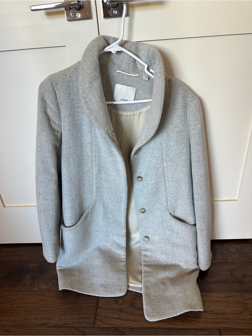 Wilfred Light Gray Wool-Blend Shawl-Collar Pea Coat